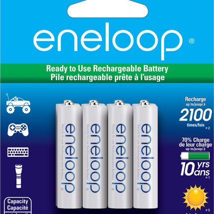 Eneloop Panasonic BK-4MCCA8BA AAA 2100 Cycle Ni-MH Pre-Charged Rechargeable Batteries, 8-Battery Pack