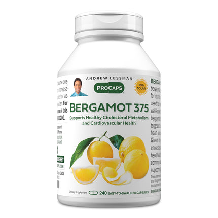 ANDREW LESSMAN Bergamot 375mg - 240 Capsules - High Potency, Standardized Extract. No Additives. Small Easy to Swallow Capsules