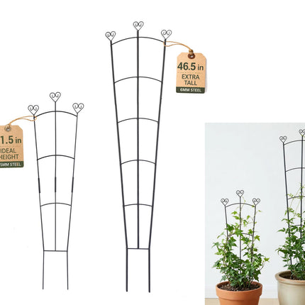 2 Pack Trellis for Climbing Plants Indoor, 31.5 Inch & 46.5 Inch Garden Plant Trellis for Climbing Plants Outdoor, Expandable House Plant Support for Pothos, Ivy, Monstera, Hoya, Black