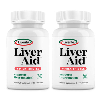 LIVERITE Liver Aid 2-Pack 150 Capsules (Total 300ct) Liver Support Supplement with Amino Acids, Choline, Milk Thistle & Vitamin B12 – Supports Healthy Liver Function, Energy & Metabolism