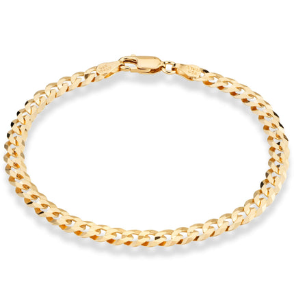 Miabella 18K Gold Plated 925 Sterling Silver Italian 5mm Solid Diamond-Cut Cuban Link Curb Chain Bracelet for Men Women, Made in Italy (8 Inches)