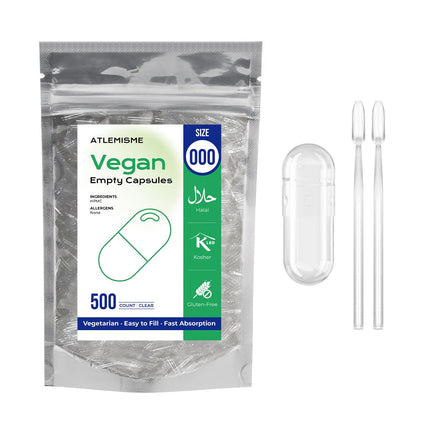 ATLEMISME Empty Vegan Capsules Size 000 - Vegan Capsules Empty (500 Count) DIY Filling