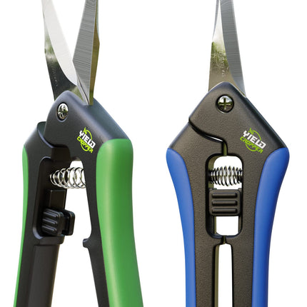 Hydroponic 2Pack Microtip Straight blade/Curved Blade Flower Leaf Trimmer Pruning Shears by Yieldcropper
