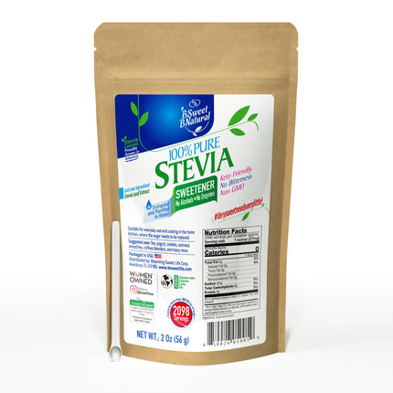 Stevia Powder 100% Pure, 2 Oz, No Artificial Sweetener. 2098 Servings | Stevia Green Leaf Extract | Zero Calorie & Keto Friendly (Pack of 1)