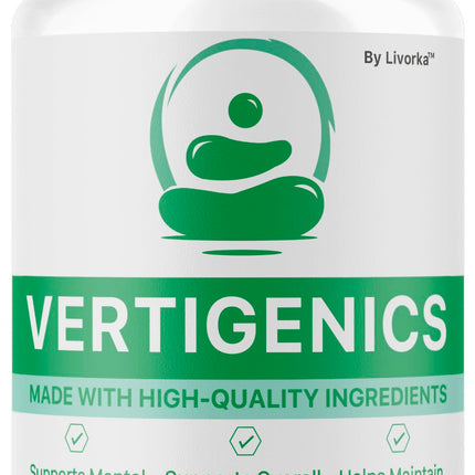 Vertigenics Supplement Capsules, Vertigenics Review, Vertigenics Advanced Formula Brain Health Support, Vertigenics Pills All Natural Formula, 60 Capsules for 1 Month
