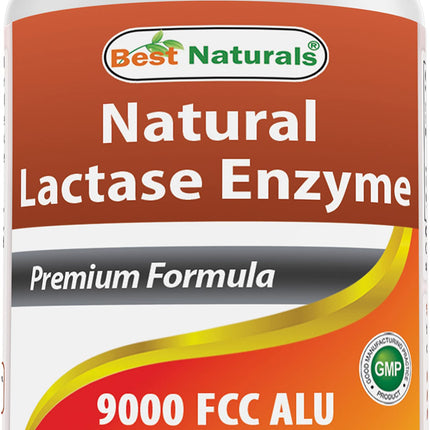 Best Naturals Lactose Intolerance Relief Tablets with Natural Lactase Enzyme, Fast Acting High Potency Lactase, 9000 FCC ALU, 180 Count