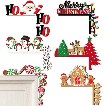 Qunclay 6 Pcs Christmas Door Corner Frame Decoration Christmas Door Topper