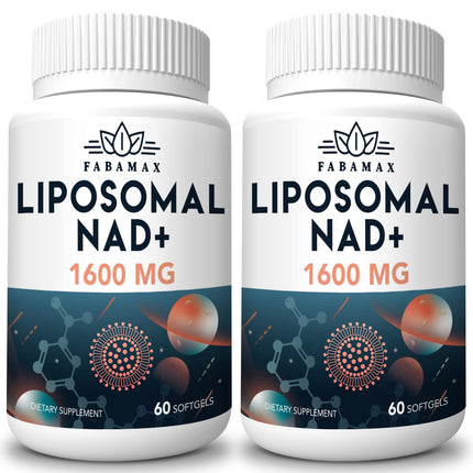 Fabamax 1600 mg Liposomal NAD Supplement, 98% Pure NAD+ Supplement, Superior Absorption, Alternative to Nicotinamide Riboside or NADH to Boost NAD+ for Aging Defense, Energy, Longevity, 120 Softgels