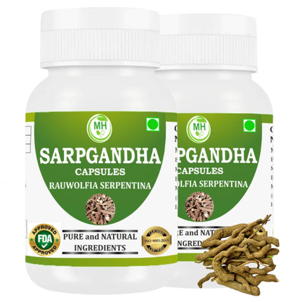 Morsan Healthcare Sarpgandha (Rauwolfia Serpentina) Capsules – Pack of 2 x 60 Veg Capsules | 500 mg Herbal Extract | Natural Ayurvedic Supplement for Daily Wellness