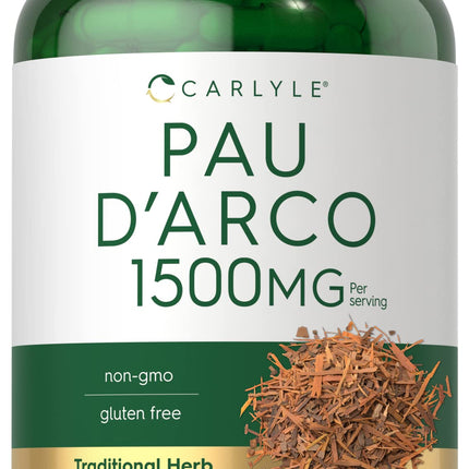 Carlyle PAU D'Arco Capsules | 1500mg | 180 Count | Herbal Supplement | Non-GMO, Gluten Free