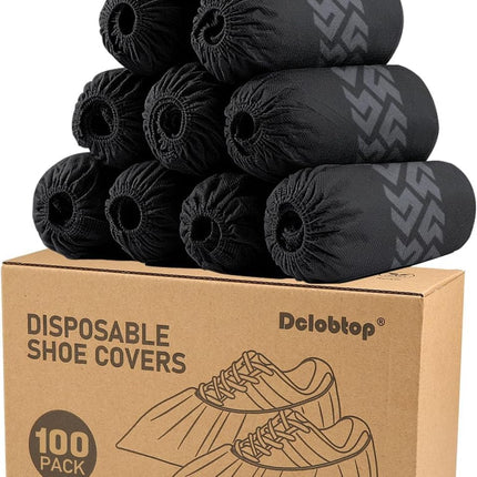 Shoe Covers Disposable Non-Slip - Black Boot Covers for Indoors,100Pcs Booties for Shoe Coves Fits Up To 11 US Men and 13 US Women Size,Non-Woven Fabric