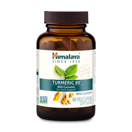 Himalaya Turmeric 95 Supplement with Curcumin/Curcuminoids, Joint and Muscle Support, Optimum Flexibility and Mobility, 600 mg, Non-GMO, Vegan, Gluten Free, 60 Capsules, 60 Day Supply