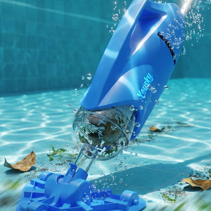 Yousky Cordless Pool Vacuum for Above Ground & Inground Pools, 18.5GPM Suction with 2 Brush Heads for Leaves, Debris, with Telescopic Pole Back-Friendly Cleaning, Hot Tub Spa Handheld Cleaner (Blue)