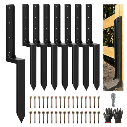 5PCS Fence Post Repair Kit, Heavy Duty Fence Posts Repair Stakes for Fix Wooden Broken Posts, Repair Tilted