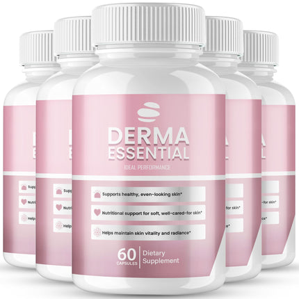 Derma Essential Capsules, Premium Derma Essential for Skin Clarity Support Supplement Pills - Maximum Strength, All Natural for Clear-Looking Skin & Natural Glow, DermaEssential Reviews (5 Pack)