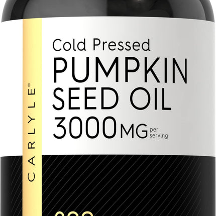 Carlyle Pumpkin Seed Oil Capsules | 3000mg | 200 Softgels | Essential Fatty Acids | Cold Pressed Dietary Supplement | Non-GMO and Gluten Free Formula