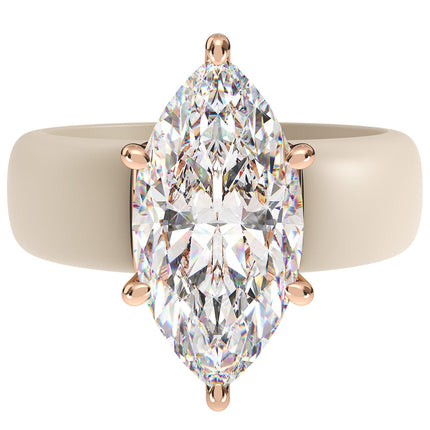 Rinfit Silicone Ring with Stone, Marquise Cut CZ - Nude/RG, Size 6