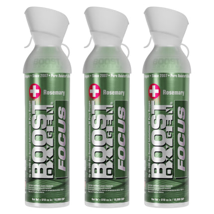 Boost Oxygen Large Focus Rosemary Aroma 10L Canister | Respiratory Support for Aerobic Recovery, Altitude, Performance & Health (3 Pack)