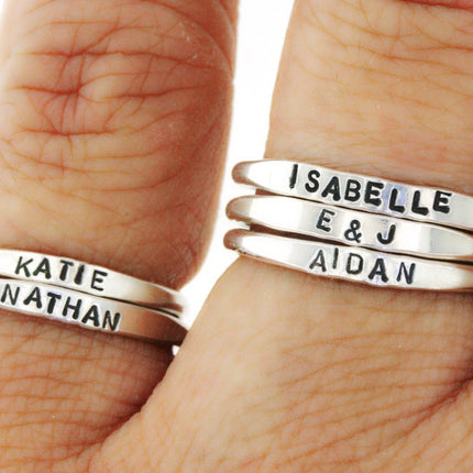 By Hannah Design Teeny Tiny Stacking Sterling Silver Ring Personalized Ring