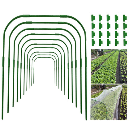10 Sets Garden Hoops for Raised Bed, Greenhouse Hoops with 30 Clips Detachable Garden Hoops for Netting DIY Grow Tunnel Hoops for Vegetable and Plant, Greenhouse Support Frame Hoops