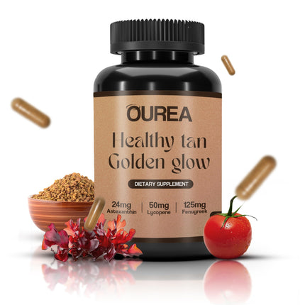 Ourea Carotenoid Golden Glow Tanning Pills (30 Capsules) Tan Pills for Men and Women Supplements - 3 in 1 Blend - Enhance Skin Tone & Support Wellness - Supplement for Adults