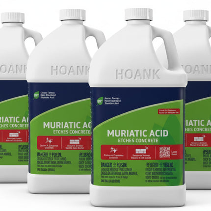 (4 Gallons) - Muriatic Acid for Swimming Pools & Spas, Removes Mortar from Bricks - 90% Low-Fume pH Stabilizer & Cleaner for Concrete & Masonry Surfaces, Clears Rust & Scale Build-Up - Ready to Use