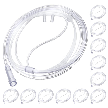 Anglechic 12 Pack 4Ft Adult Oxygen Nasal Cannula, Soft Oxygen Tubing for Adult, Cannula Nasal Tubing with Soft Curved Nose Piece, High Flow Lightweight Tube (Transparent)