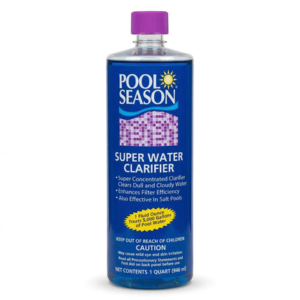 Super Water Clarifier for Cloudy Pool Water, Pollen, Dust & Spring Pool Opening - Highly Concentrated, Enhances Filtration, Crystal Clear Results, 1 Quart