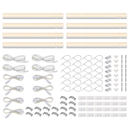 Barrina T5 Grow Lights, Grow Light Strip for Indoor Plants, 1ft Plant Lights for Indoor Growing, Full Spectrum LED Grow Light, Individual Switch, Linkable, Plug and Play, Yellow, 8-Pack
