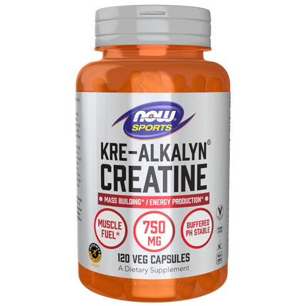 NOW Foods Sports Nutrition, Kre-Alkalyn Creatine 750 mg, Mass Building*/Energy Production*, 120 Veg Capsules
