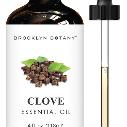 Brooklyn Botany Clove Essential Oil - Huge 4 Fl Oz - 100% Pure and Natural - Premium Grade with Dropper - for Aromatherapy and Diffuser