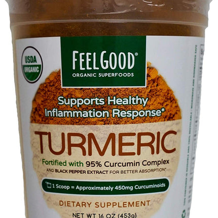 Feel Good USDA Organic Turmeric Powder, 16 Ounces