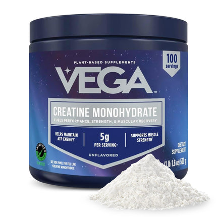 Vega Micronized Creatine Monohydrate Powder, Unflavored – 5g Pure Vegan Creatine for Men & Women, Strength, Performance & Muscle Growth, 100 Servings (17.6 oz)