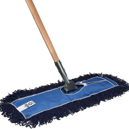 Nine Forty 36" Premium Nylon Dust Mop with Wood Handle - Heavy Duty Mop Head for Industrial, Commercial, and Residential Cleaning - Dry Floor Duster for Hardwood Surfaces and Commercial - Blue
