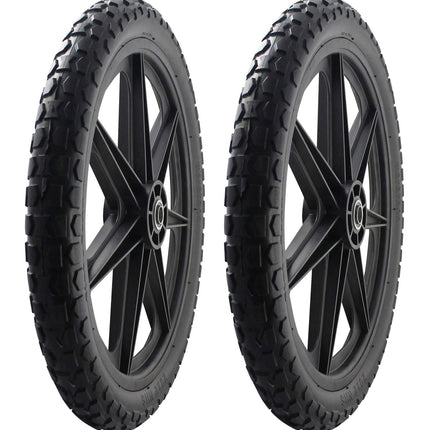 Marathon 92010-2PK Flat-Free 20" Tire and Wheel Assembly, Centered Hub, Ball Bearings, Heavy-Duty Plastic Spoked Wheel, Replacement for Rubbermaid Big Wheel and other Carts, Easy Install, 2 Pack