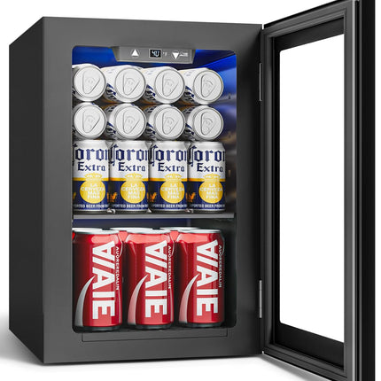 Feelfunn 24 Can Beverage Refrigerator, Mini Fridge, Black