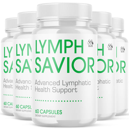 (5 Pack) Lymph Savior Capsules, Official Lymph Savior Pills with All Natural Ingredients, Maximum Strength Supplement with Premium Vitamins Supporting Optimal Wellness & Advanced Health (300 Capsules)