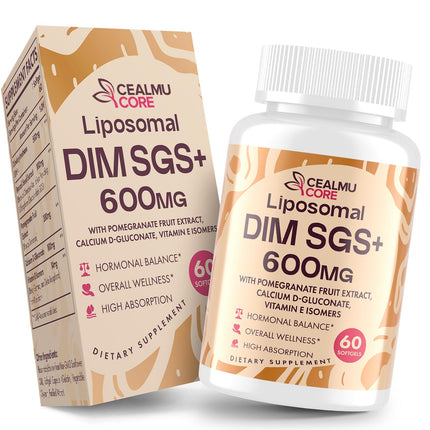 CEALMU CORE Liposomal DIM SGS Supplement - Estrogen Supplements for Women & Men Contains Sulforaphane Glucosinolate, Vitamin E, Pomegranate Fruit - Support Detox and Antioxidant (1 Pack)