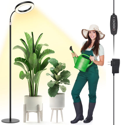 LBW Grow Light with Stand for Indoor Plants, Adjustable Height up to 68", Full Spectrum Grow Light for Large & Tall Plants, Auto Timer 6/8/12/16H, 5-Level Dimmable, 3 Lighting Modes