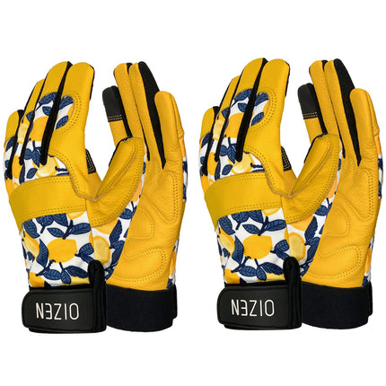 2 Pair Cowhide Leather Thorn Proof & Puncture Resistant Gardening Gloves for Women and Men, Touchscreen Compatible Working Gloves for Weeding, Digging, Planting, Gardening Gifts for Women (Medium)