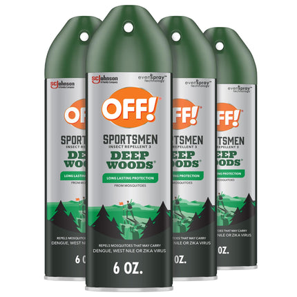 OFF! Deep Woods Sportsmen Insect Repellent Aerosol, Bug Spray Containing 30% DEET, Protects Against Mosquitoes and Ticks, 6 Oz, (Pack of 4)
