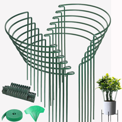 12 Pack Plant Support Stake, 16 Inch Peony Cages and Supports for Outdoor Plants, with 15 Pcs Plant Labels, 20 Pcs Plant Clips, 7ft Plant Ties