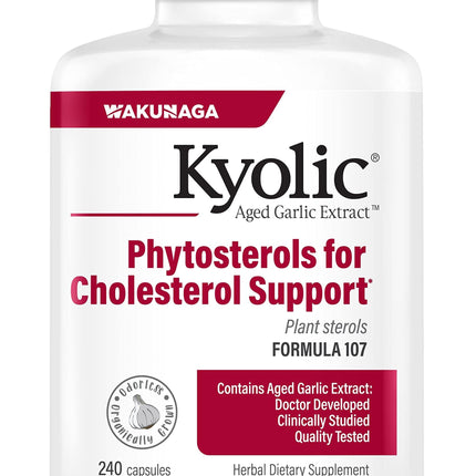 Kyolic Aged Garlic Extract Formula 107, Phytosterols for Cholesterol Support*, 240 Capsules