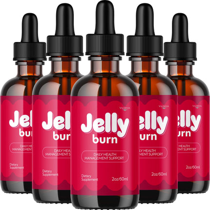 (5 Pack) JellyBurn Drops - Official Jelly Burn Advanced Liquid Supplement Drop Premium Formula - Maximum Strength, All Natural Vitamins Support for Overall Health & Wellness, 5 Bottles for 5 Months