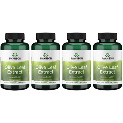 Swanson Olive Leaf Extract Immune and Cardiovascular Health Supplement for Adults Seeking Year-Round Immune Support - 20% Oleuropein (120 Capsules, 500 mg, 4 Pack)