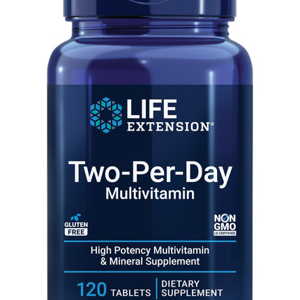 Life Extension Two-Per-Day Multivitamin - Packed with Over 25 Vitamins, Minerals & Extracts -Vitamins B6, C, D - Zinc - Two-Month Supply - Non-GMO, Gluten-Free - 120 Tablets