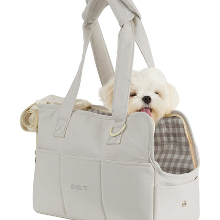 ONECUTE Dog Purse Carrier for Small Dogs Rabbit cat with Large Pockets, Cotton Bag, Dog Carrier Soft Sided, Collapsible Travel Puppy Carrier (Grey, 13.6" L x 6.5" W x 10" H)