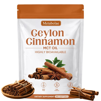 guluxly Metabolae Ceylon Cinnamon Capsules – 300 Softgels, Supports Metabolic Balance, Energy & Daily Wellness, Cinnamomum Verum Extract with MCT Oil, Non GMO Plant Based Supplement (1)