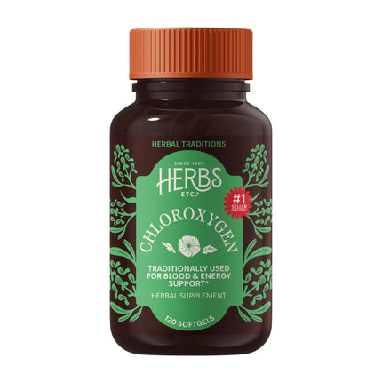 Herbs Etc. ChlorOxygen Chlorophyll Concentrate Softgels - High-Potency Chlorophyll for Detoxification Support - Deodorizing - Skin, Gut & Energy Support - 120 Count (120 Servings)