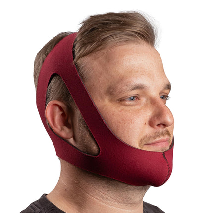 LifeSource Made in USA Anti Snore Chin Strap for CPAP Users, Hook-Free Non-Adjustable Design, Ruby, Breathable & Latex-Free, Comfortable Sleep Support, Sizes S/M/L